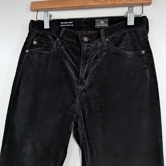 ag Adriano Goldschmied Velvet Jodi Crop Flare Pants Black Size 25 - Picture 3 of 7